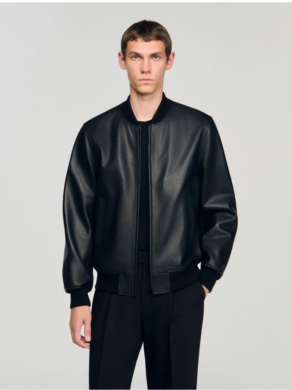 Men's Sandro leather bomber jacket